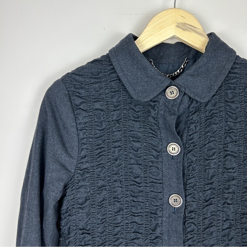 Vintage Burberry Gray Wool Collared Button Down J… - image 5